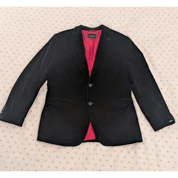 Banana Republic Other - Banana Republic Blazer 42R Black Velvet Tailored Slim Fit Smoking Lounge Jacket